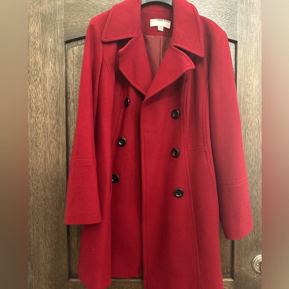 Anne Klein peacoat deep red XL used once